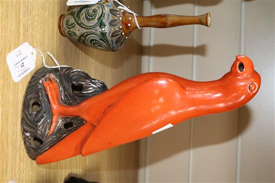 A Chinese coral red parrot height 28cm